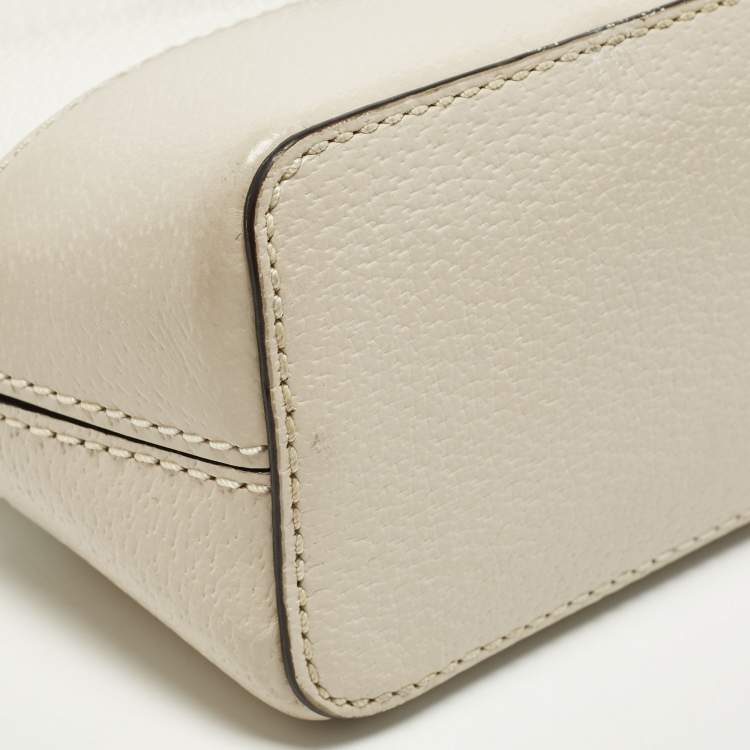 Pre Owned Kate Spade Bay Street Hanna White/Beige Leather Crossbody Bag