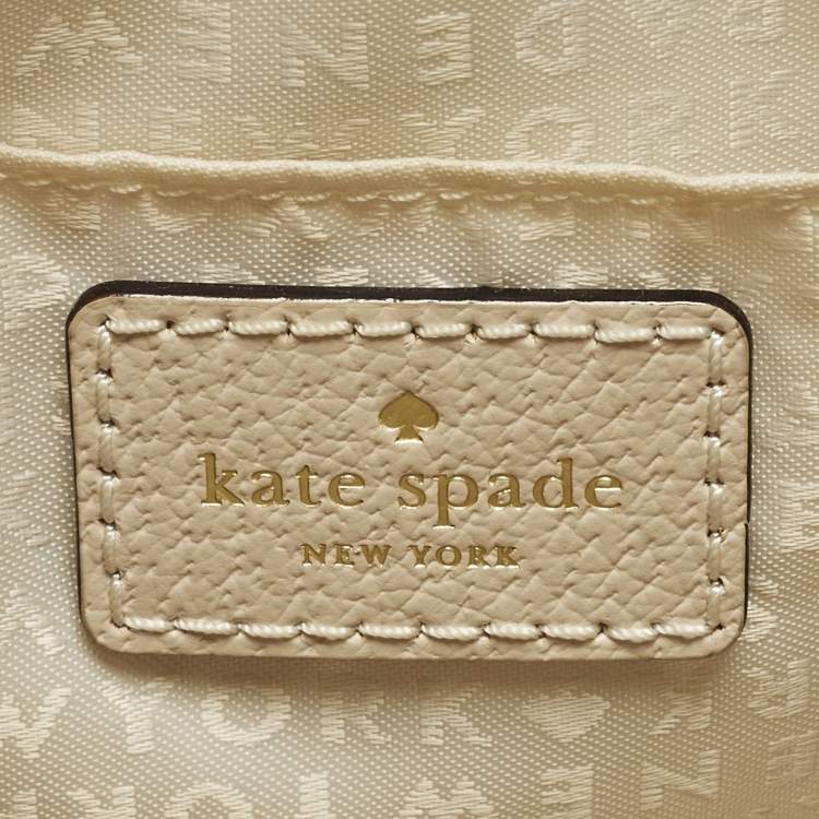 Pre Owned Kate Spade Bay Street Hanna White/Beige Leather Crossbody Bag