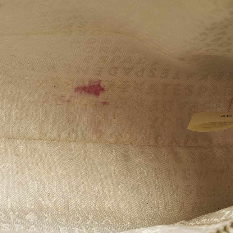 Pre Owned Kate Spade Bay Street Hanna White/Beige Leather Crossbody Bag