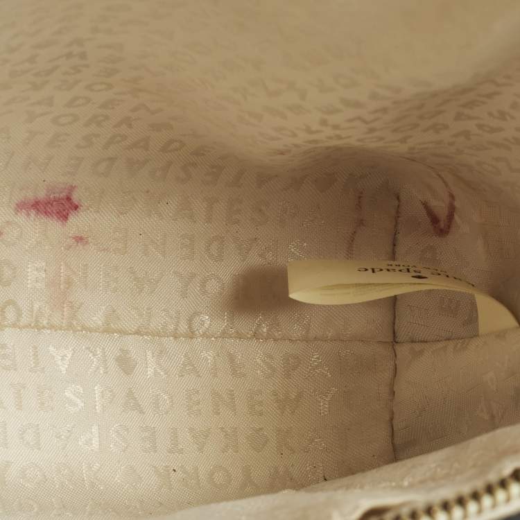 Pre Owned Kate Spade Bay Street Hanna White/Beige Leather Crossbody Bag