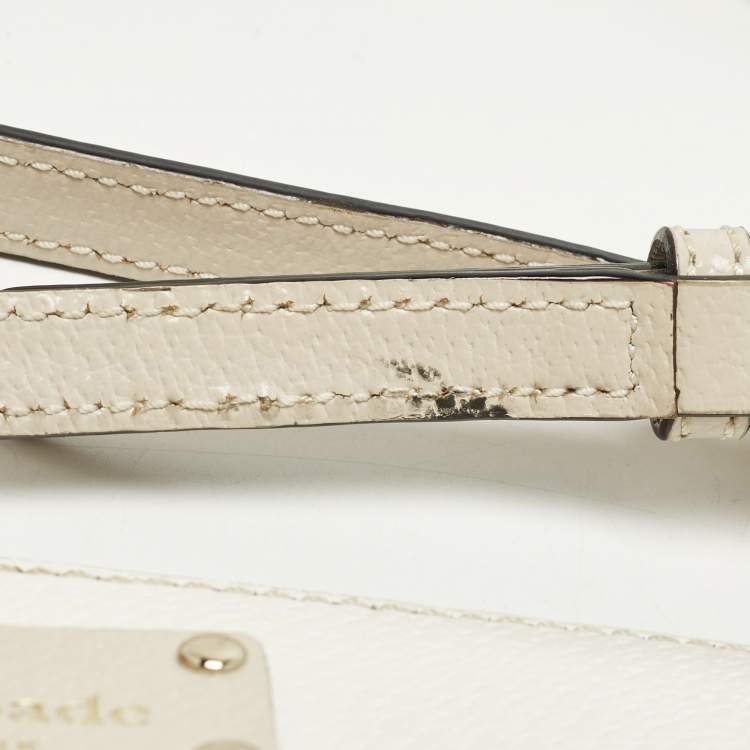 Pre Owned Kate Spade Bay Street Hanna White/Beige Leather Crossbody Bag