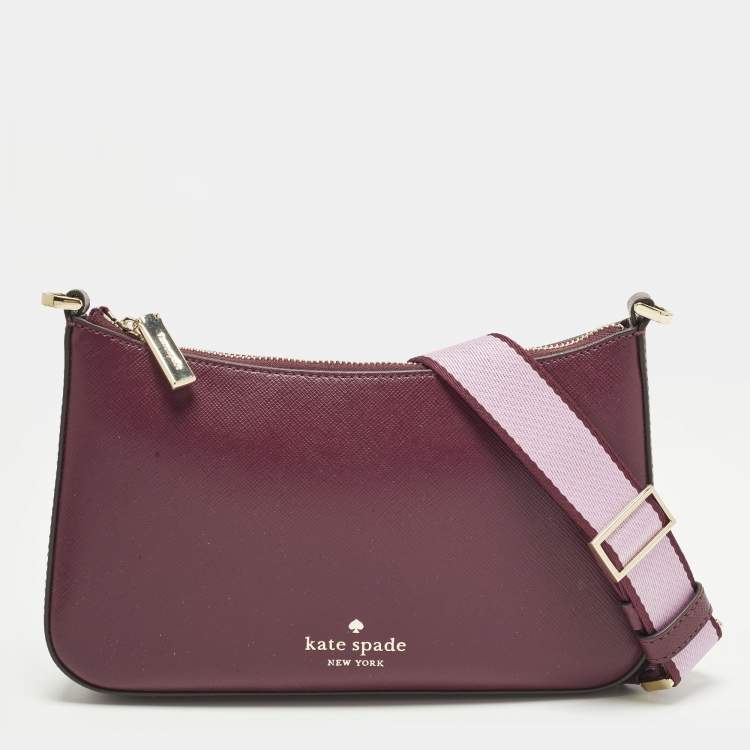 مملوكة مسبقًا حقيبة كروس كيت سبيد جلد بورجوندي