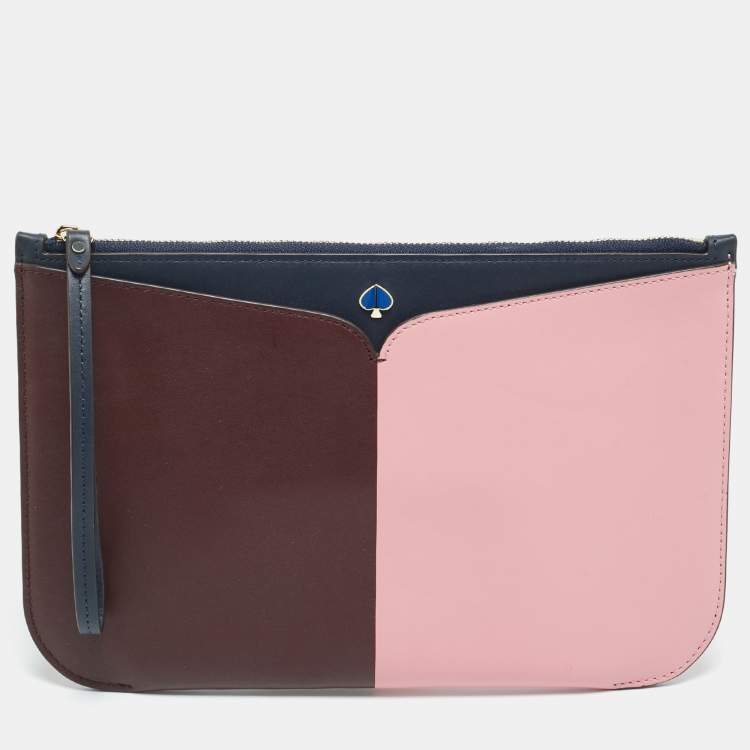 Pre Owned Kate Spade Nicola Colorblock Leather Wristlet Pouch