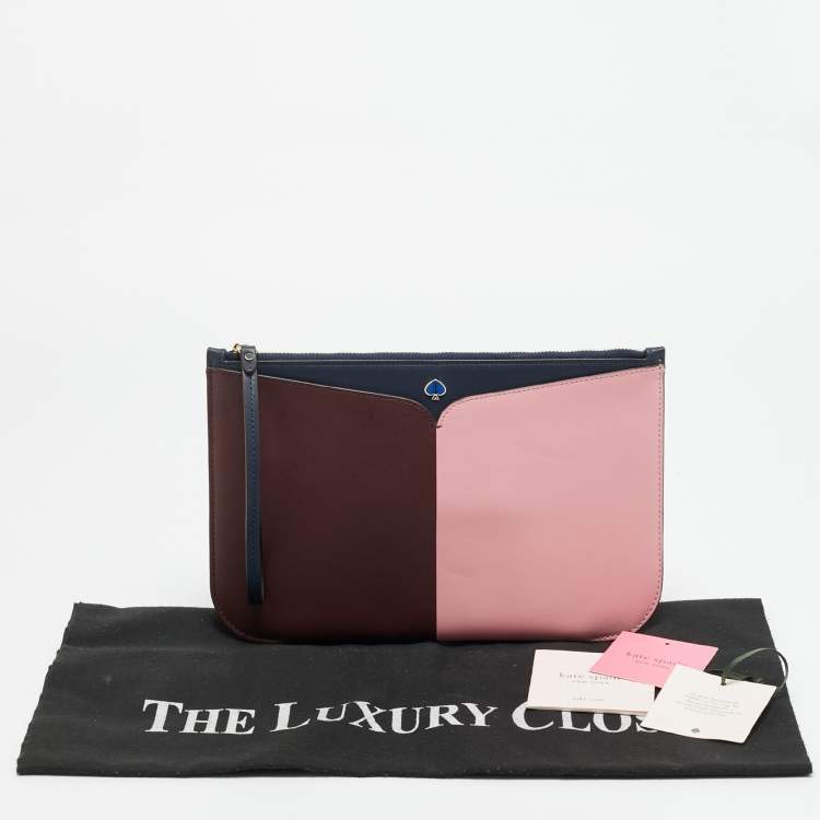 Pre Owned Kate Spade Nicola Colorblock Leather Wristlet Pouch