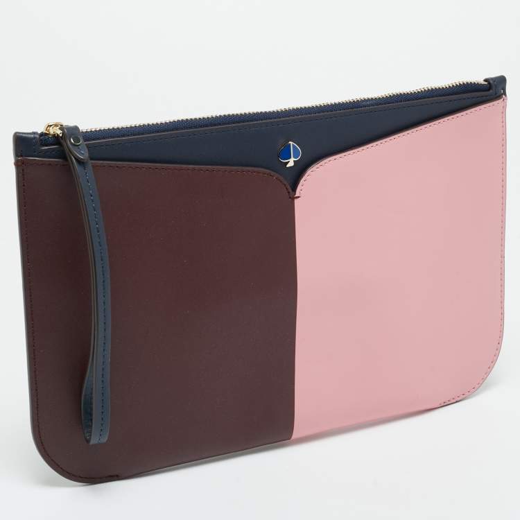Pre Owned Kate Spade Nicola Colorblock Leather Wristlet Pouch