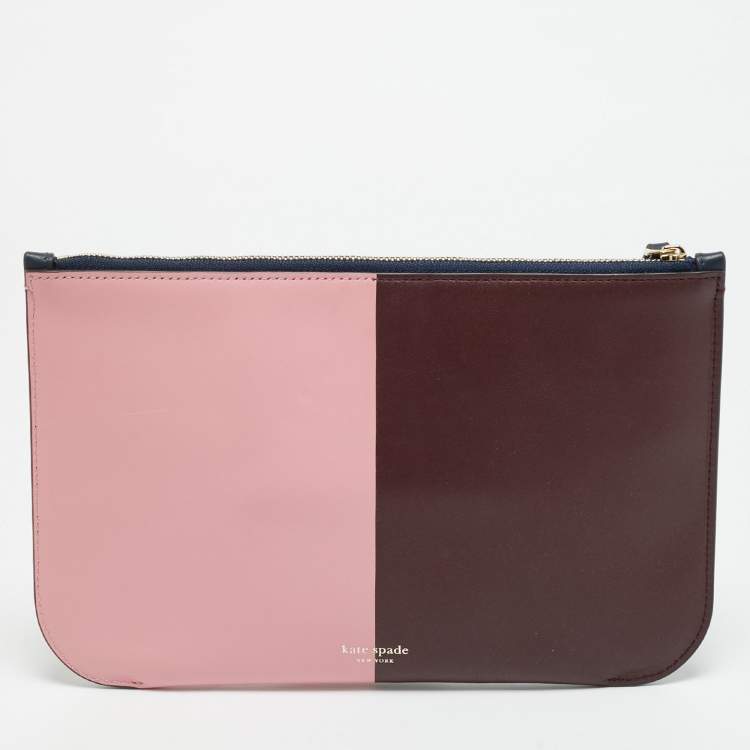 Pre Owned Kate Spade Nicola Colorblock Leather Wristlet Pouch