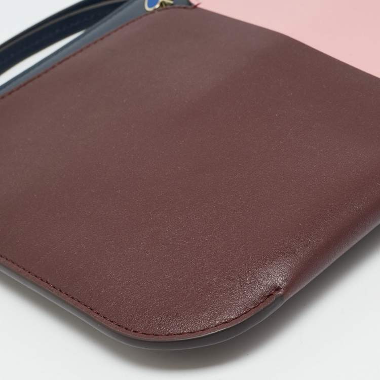 Pre Owned Kate Spade Nicola Colorblock Leather Wristlet Pouch