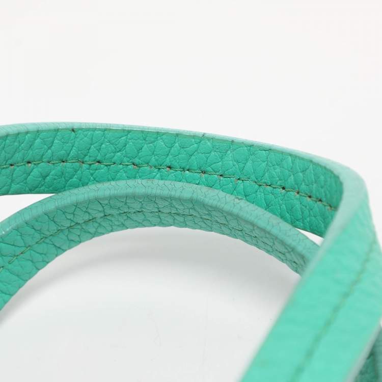 Pre Owned Kate Spade Groove Court Maise Green/Beige Stripe Canvas and Leather Satchel