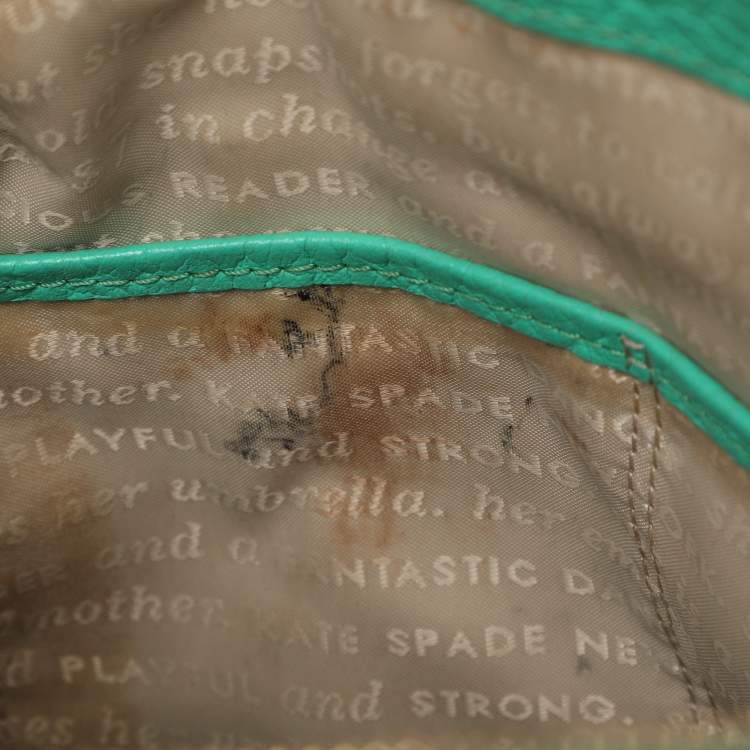 Pre Owned Kate Spade Groove Court Maise Green/Beige Stripe Canvas and Leather Satchel