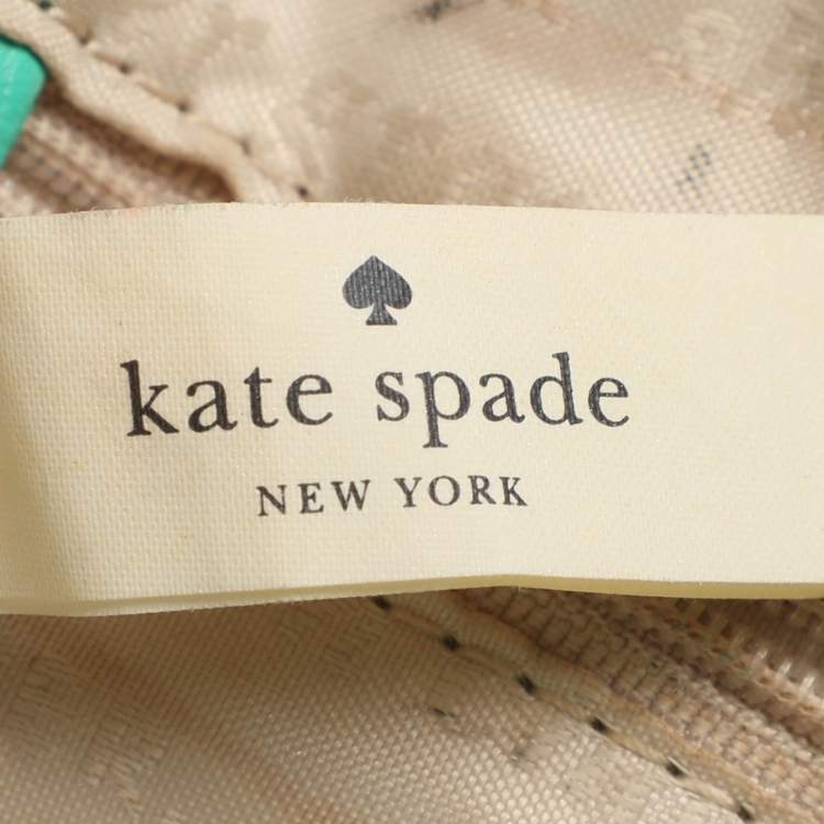 Pre Owned Kate Spade Groove Court Maise Green/Beige Stripe Canvas and Leather Satchel