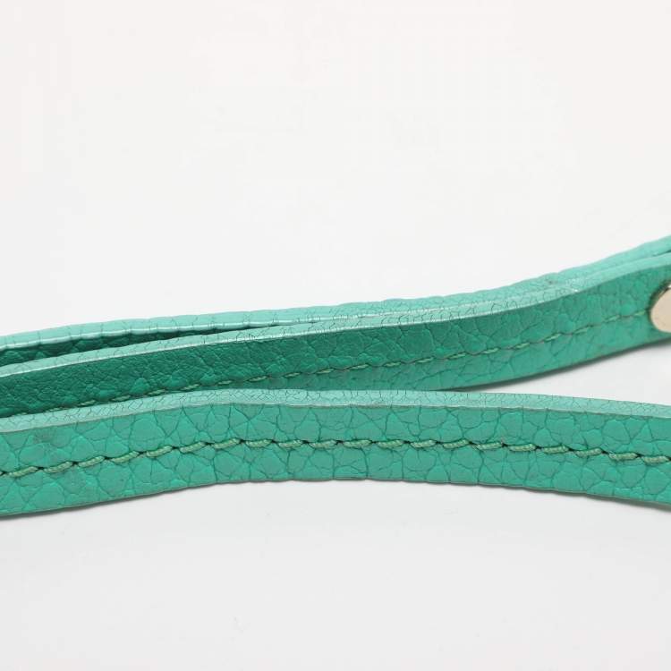 Pre Owned Kate Spade Groove Court Maise Green/Beige Stripe Canvas and Leather Satchel