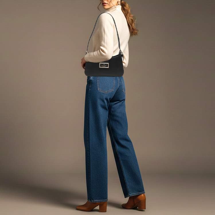 Pre Owned Kate Spade Reegan Small Black Leather Shoulder Bag