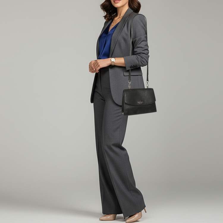 Pre Owned Kate Spade Black Leather Crossbody Bag