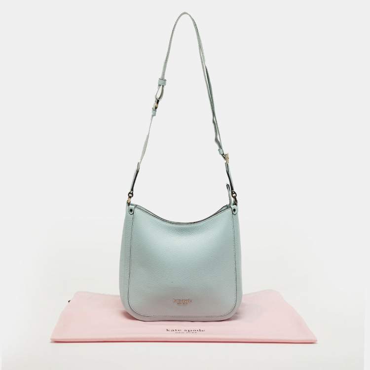 Pre Owned Kate Spade Roulette Medium Light Green Leather Messenger Bag 