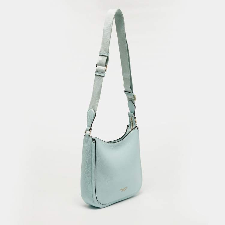 Pre Owned Kate Spade Roulette Medium Light Green Leather Messenger Bag 