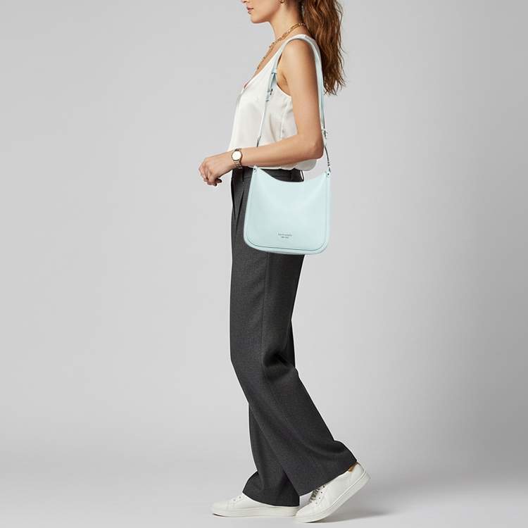 Pre Owned Kate Spade Roulette Medium Light Green Leather Messenger Bag 