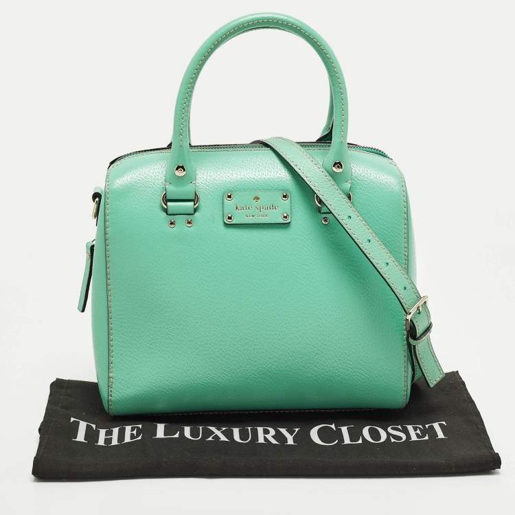 Pre Owned Kate Spade Wellesley Alessa Light Green Leather Satchel