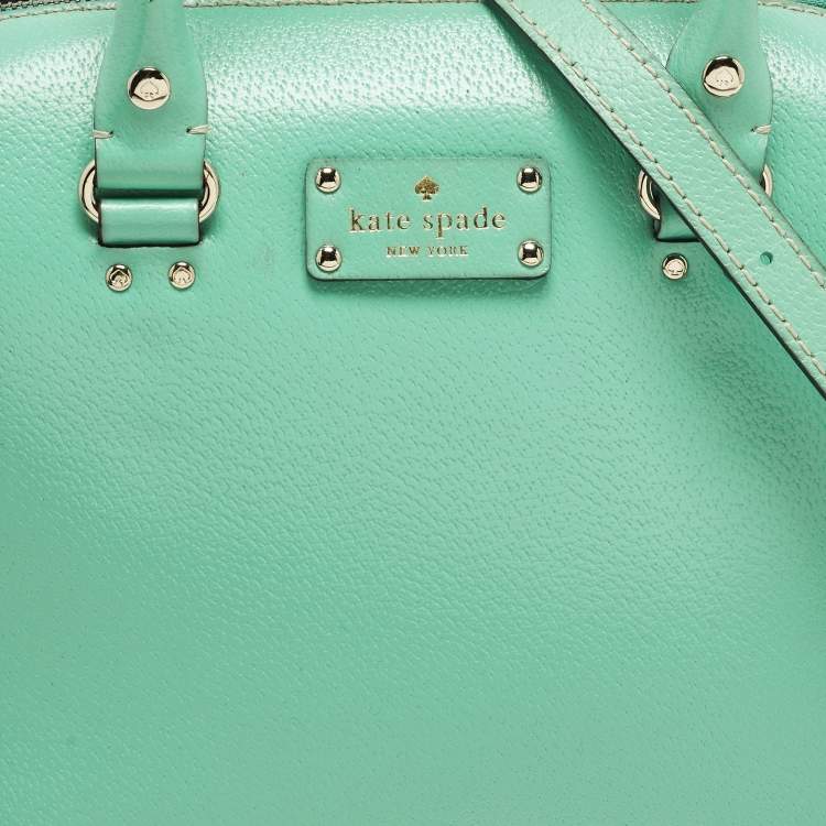 Pre Owned Kate Spade Wellesley Alessa Light Green Leather Satchel