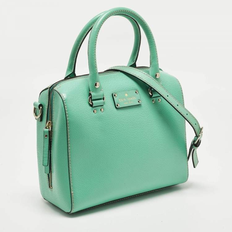 Pre Owned Kate Spade Wellesley Alessa Light Green Leather Satchel