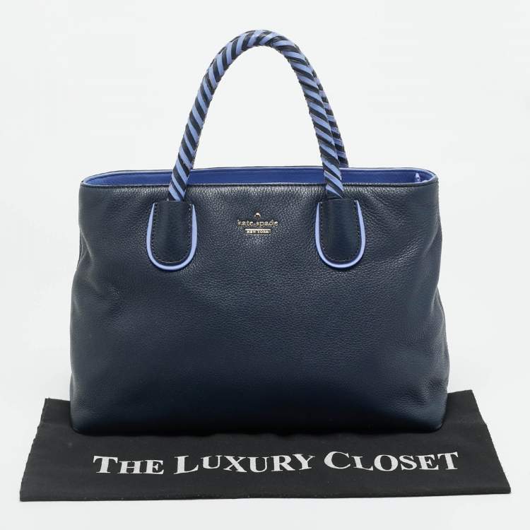 مملوكة مسبقًا Kate Spade Woods Drive Bodie Navy Blue/Lilac Leather Tote