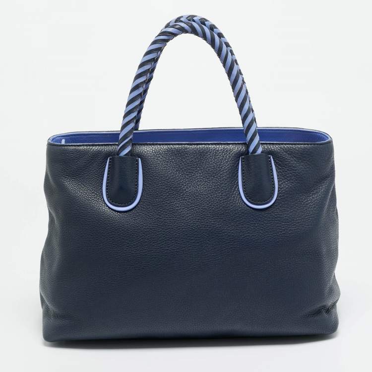 مملوكة مسبقًا Kate Spade Woods Drive Bodie Navy Blue/Lilac Leather Tote