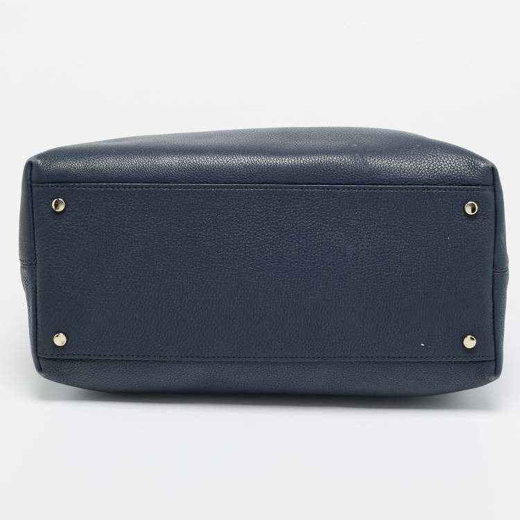 مملوكة مسبقًا Kate Spade Woods Drive Bodie Navy Blue/Lilac Leather Tote