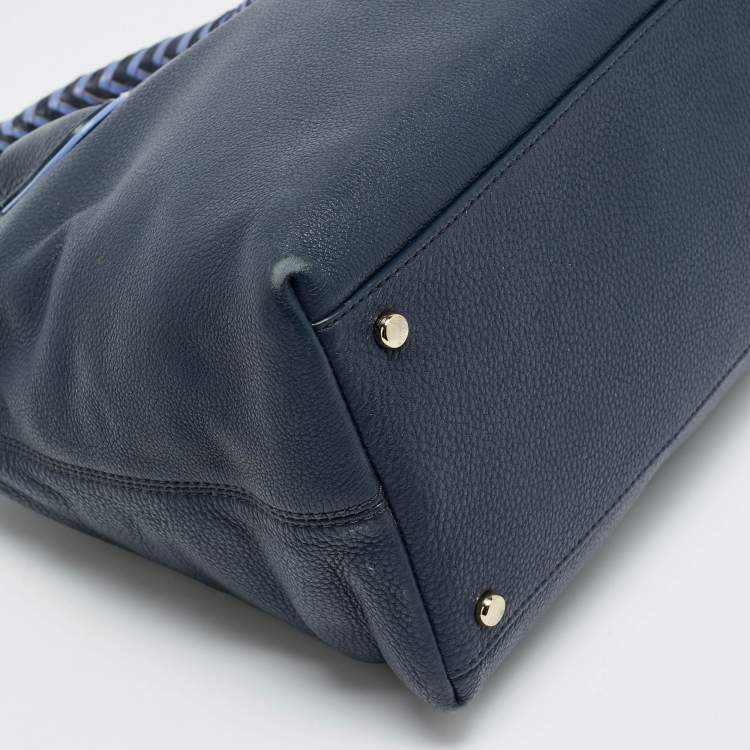 مملوكة مسبقًا Kate Spade Woods Drive Bodie Navy Blue/Lilac Leather Tote