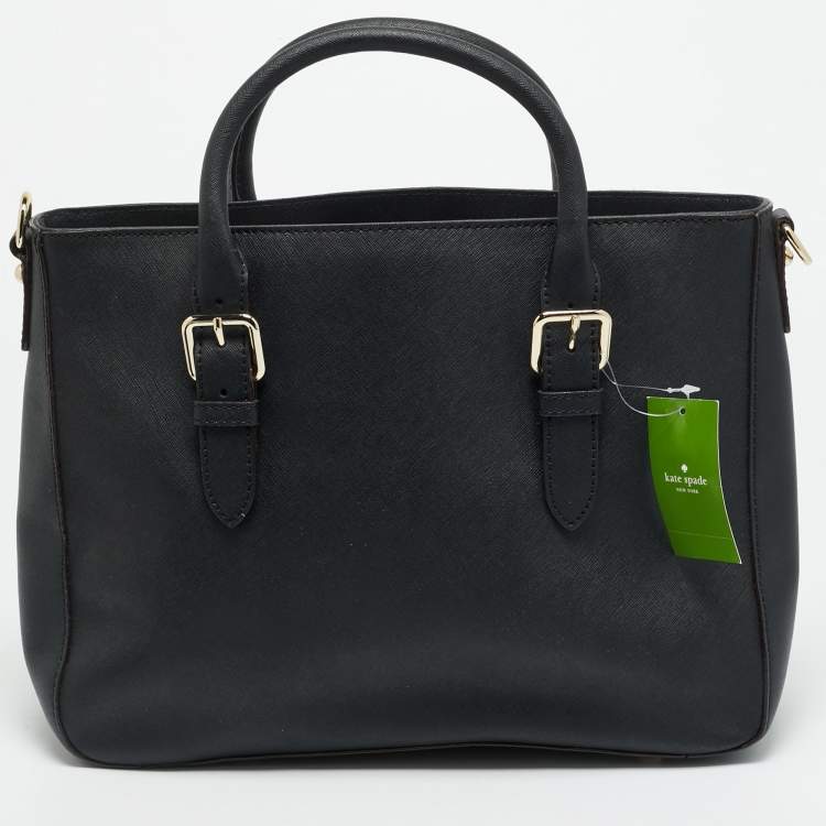 Pre Owned Kate Spade Cove Street Black Saffiano Leather Buckle Detail Tote