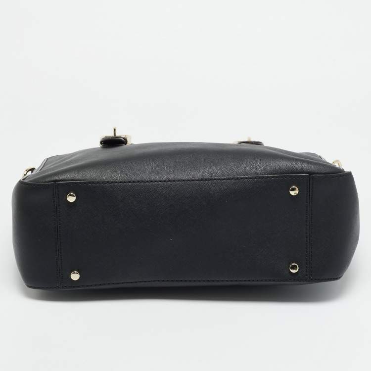 Pre Owned Kate Spade Cove Street Black Saffiano Leather Buckle Detail Tote