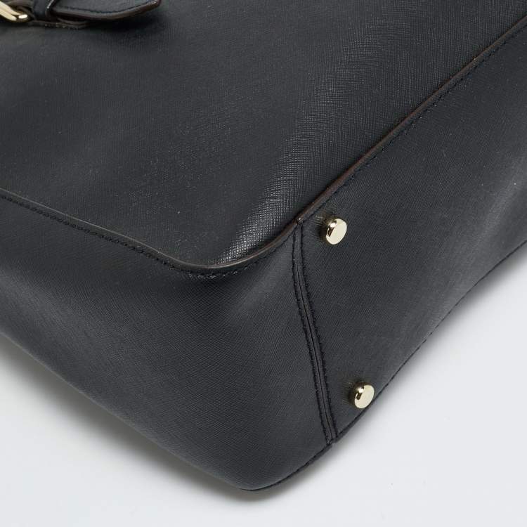 Pre Owned Kate Spade Cove Street Black Saffiano Leather Buckle Detail Tote