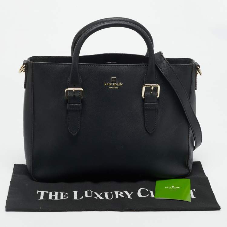 Pre Owned Kate Spade Cove Street Black Saffiano Leather Buckle Detail Tote