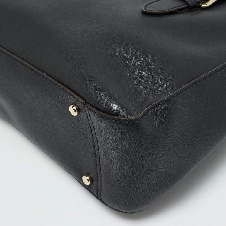 Pre Owned Kate Spade Cove Street Black Saffiano Leather Buckle Detail Tote