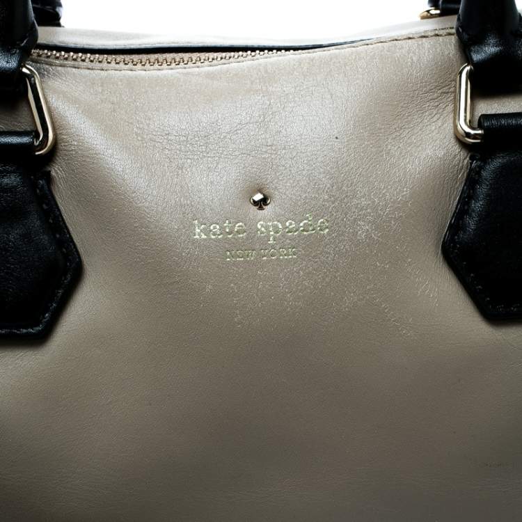 Pre Owned Kate Spade Beige/Black Leather Catherine Street Top Handle Bag