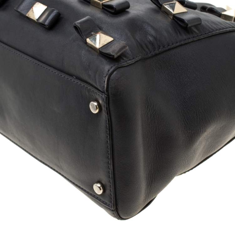 Pre Owned Kate Spade Black Leather Bow Terrace Janis Tote