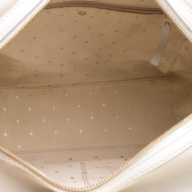 Pre Owned Kate Spade Beige/White Leather 2 Park Avenue Beau Tote