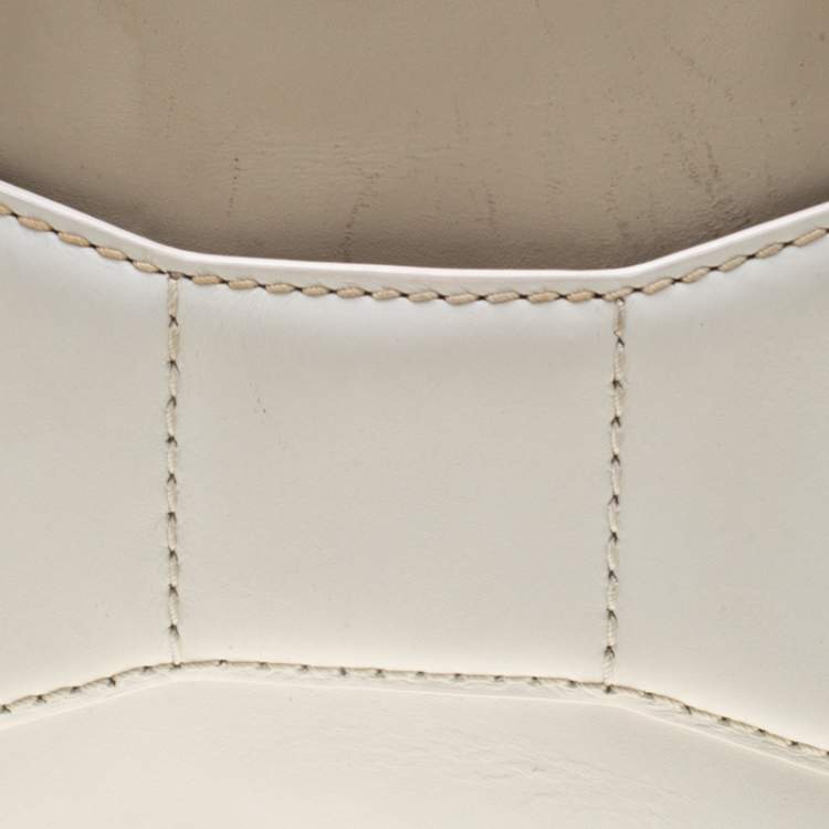 Pre Owned Kate Spade Beige/White Leather 2 Park Avenue Beau Tote