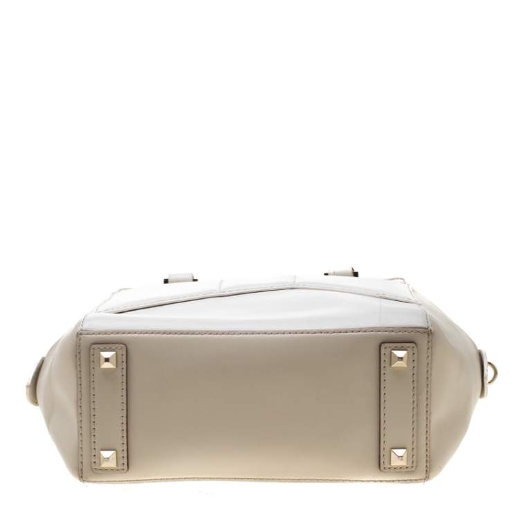 Pre Owned Kate Spade Beige/White Leather 2 Park Avenue Beau Tote