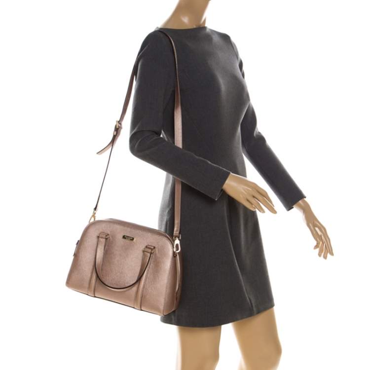 Pre Owned Kate Spade Peach Metallic Leather Satchel