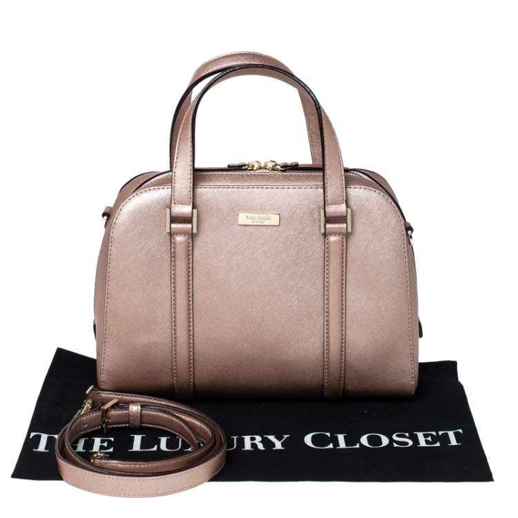 Pre Owned Kate Spade Peach Metallic Leather Satchel