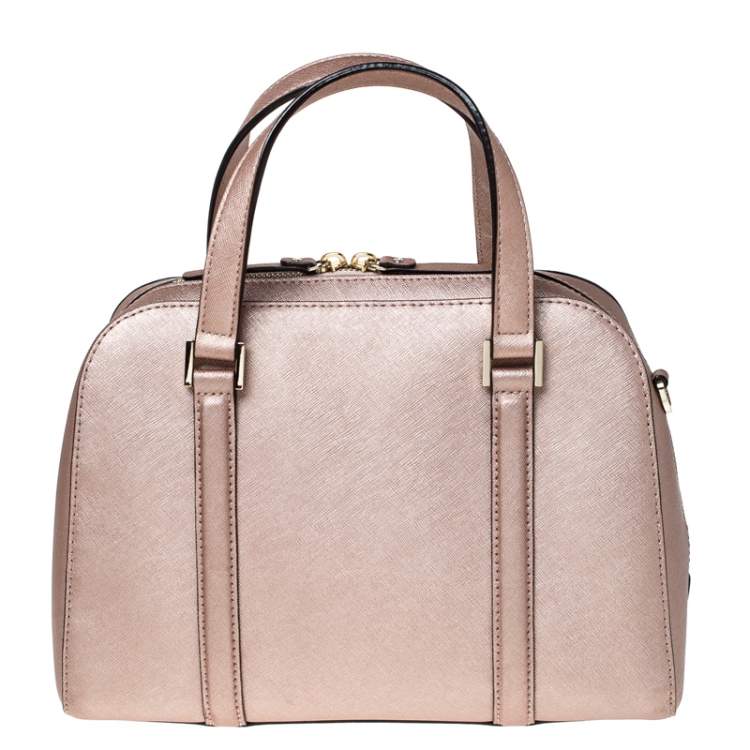 Pre Owned Kate Spade Peach Metallic Leather Satchel