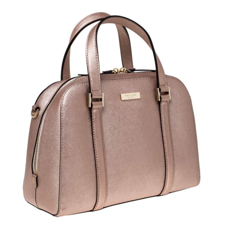 Pre Owned Kate Spade Peach Metallic Leather Satchel