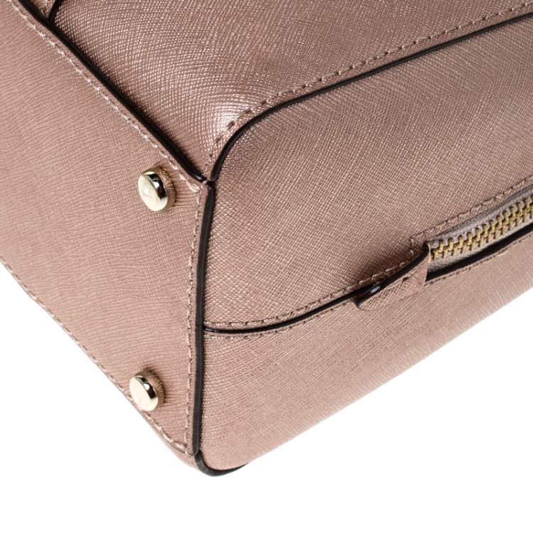 Pre Owned Kate Spade Peach Metallic Leather Satchel