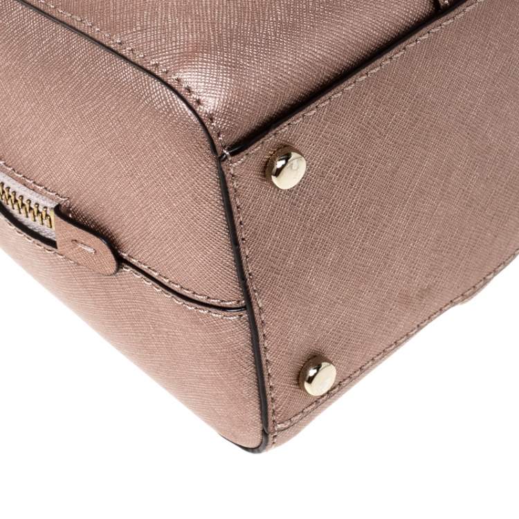 Pre Owned Kate Spade Peach Metallic Leather Satchel