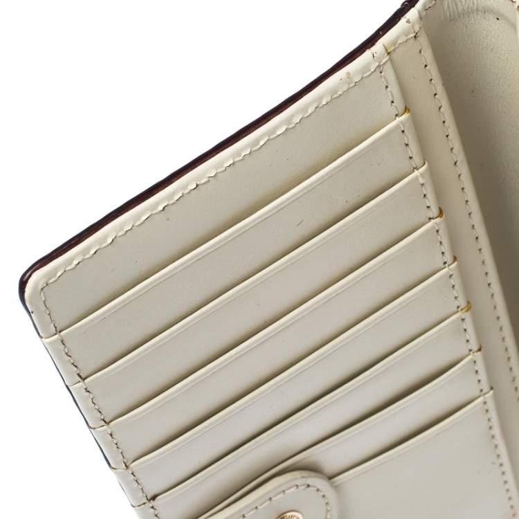 Pre Owned Kate Spade Cream Leather Flap Wallet