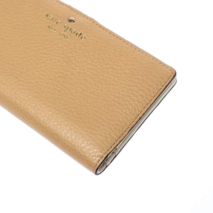Pre Owned Kate Spade Cream Leather Flap Wallet