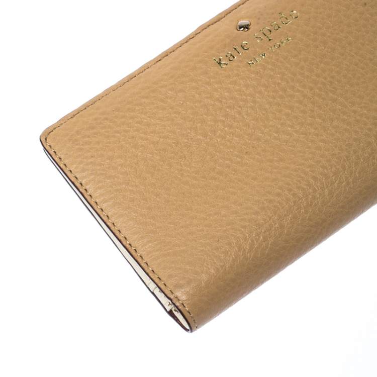 Pre Owned Kate Spade Cream Leather Flap Wallet