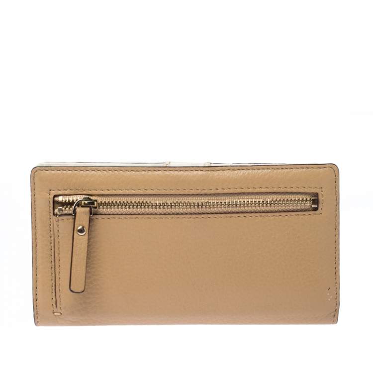 Pre Owned Kate Spade Cream Leather Flap Wallet