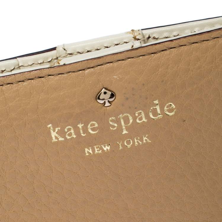Pre Owned Kate Spade Cream Leather Flap Wallet