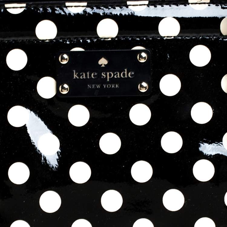 Pre Owned Kate Spade Black/White Patent Leather Polka Dot Satchel