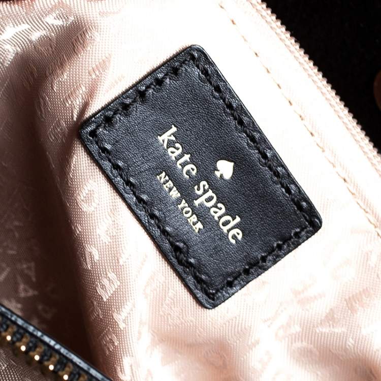 Pre Owned Kate Spade Black/White Patent Leather Polka Dot Satchel